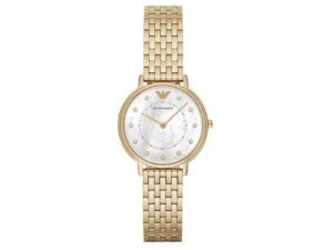 Authentic EMPORIO ARMANI Women 32 mm SS PVD Gold Quartz Top-Quality Wristwatch  – Mother of Pearl Dial – ARMANI EMPORIO