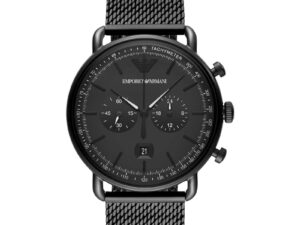 Authentic EMPORIO ARMANI Men 43 mm SS IP Black Quartz Exclusive Wristwatch  – EMPORIO ARMANI