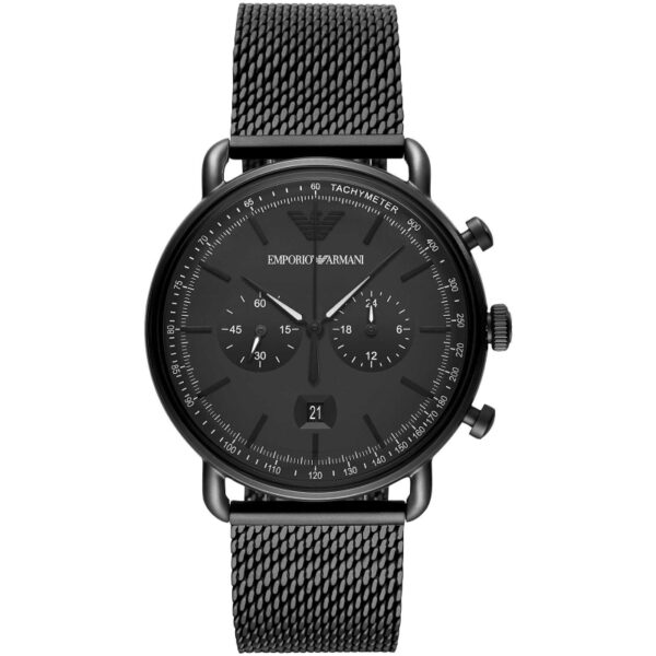 Authentic EMPORIO ARMANI Men 43 mm SS IP Black Quartz Exclusive Wristwatch  - EMPORIO ARMANI