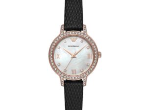 Authentic EMPORIO ARMANI Women 32 mm SS IP Rose Gold Quartz Top-Quality Wristwatch  – Mother of Pearl Dial – EMPORIO ARMANI