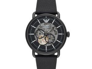 Authentic EMPORIO ARMANI Men 43 mm SS IP Black Premium Wristwatch  – EMPORIO ARMANI MECCANICO