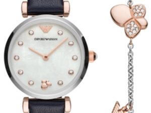 Authentic EMPORIO ARMANI Women 28 mm Stainless Steel Quartz Top-Quality Wristwatch  – Mother of Pearl Dial – Special Pack + Bracelet – EMPORIO ARMANI