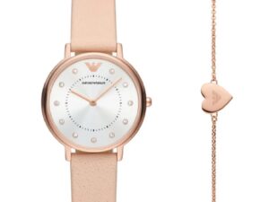 Authentic EMPORIO ARMANI Women 32 mm SS IP Rose Gold Quartz Top-Quality Wristwatch  – Special Pack – EMPORIO ARMANI