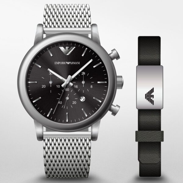 Authentic EMPORIO ARMANI Men 46 mm Stainless Steel Quartz Exclusive Wristwatch  - Special Pack + Bracelet - EMPORIO ARMANI