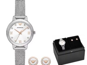 Authentic EMPORIO ARMANI Women 32 mm Stainless Steel Quartz Top-Quality Wristwatch  – Special Pack + Earrings – EMPORIO ARMANI