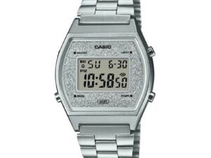 Authentic CASIO COLLECTION & VINTAGE Women 35 mm Resin Quartz Digit Designer Wristwatch  – CASIO VINTAGE GLITTER SERIE SILVER