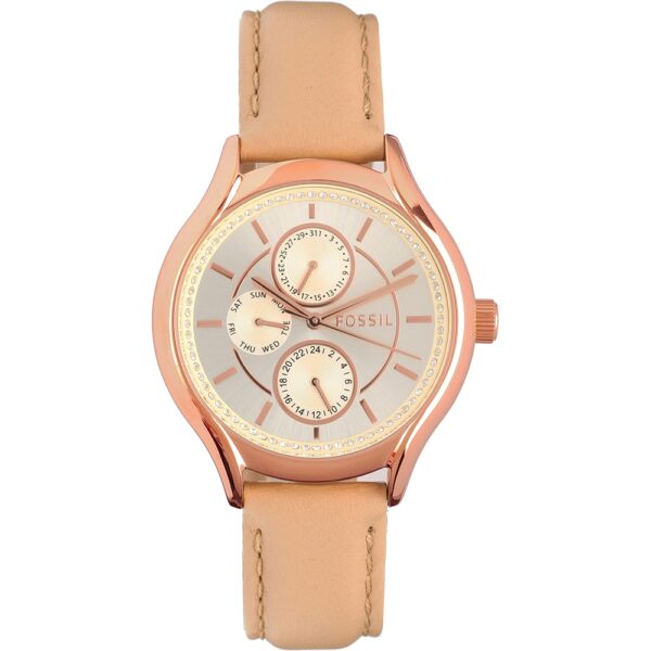 Authentic FOSSIL Women 40 mm SS IP Rose Gold Quartz Elegant Wristwatch  - FOSSIL