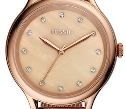 Authentic FOSSIL Women 34 mm SS IP Rose Gold Quartz Designer Wristwatch  – Mother of Pearl Dial – FOSSIL