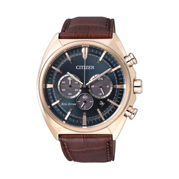 Authentic CITIZEN Men 43 mm SS IP Rose Gold Eco Drive Elegant Wristwatch  - CITIZEN