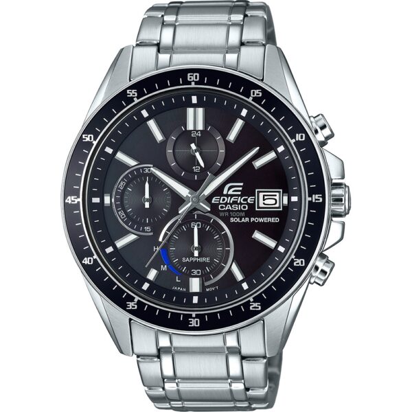 Authentic CASIO EDIFICE Men 46 mm Stainless Steel Solar Elegant Wristwatch  - Sapphire Glass - CASIO EDIFICE SLIM