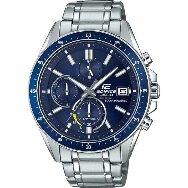 Authentic CASIO EDIFICE Men 46 mm Stainless Steel Solar Elegant Wristwatch  - Sapphire Glass - CASIO EDIFICE SLIM