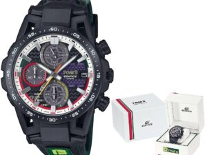 Authentic CASIO EDIFICE Men 44.5 mm SS & Carbon Solar Top-Quality Wristwatch  – Sapphire Glass – CASIO EDIFICE