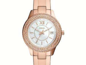 Authentic FOSSIL Women 37 mm SS IP Rose Gold Quartz Elegant Wristwatch  – Mother of Pearl Dial – FOSSIL