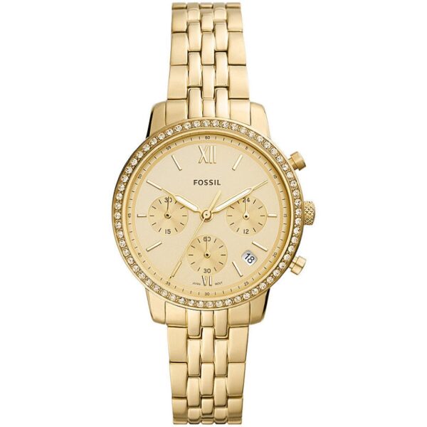 Authentic FOSSIL Women 36 mm SS IP Gold Quartz Elegant Wristwatch  - FOSSIL