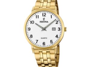 Authentic FESTINA Men 40.5 mm SS IP Gold Quartz Designer Wristwatch  – FESTINA