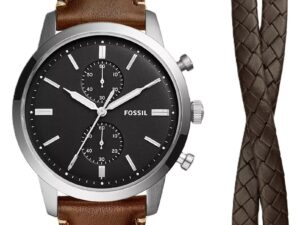 Authentic FOSSIL Men 44 mm Stainless Steel Quartz Elegant Wristwatch  – Special Pack + Bracelet – FOSSIL