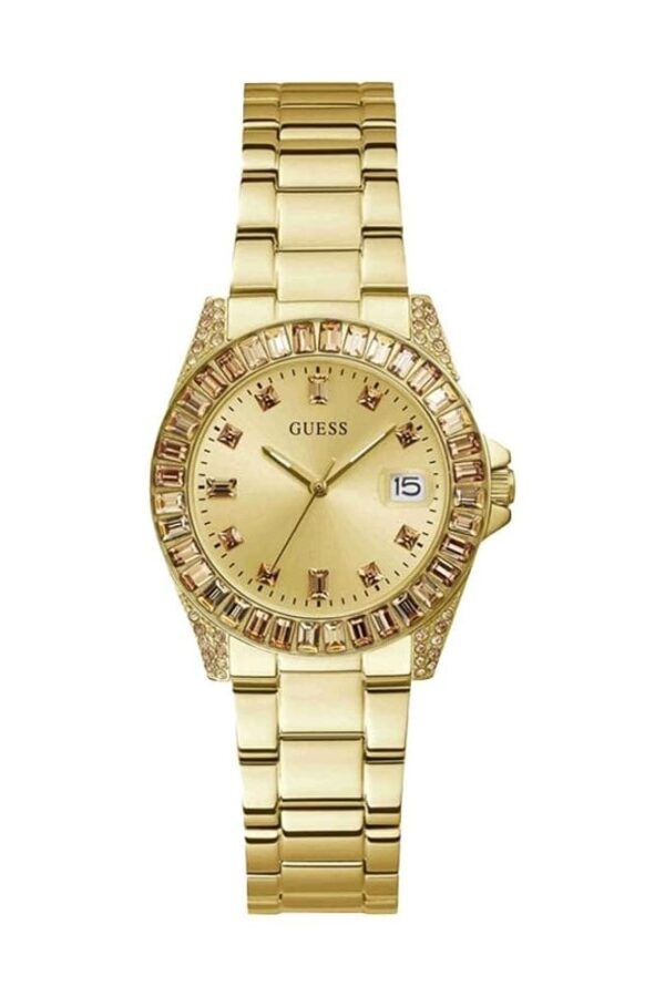 Authentic GUESS Women 34 mm SS IP Gold Quartz Elegant Wristwatch  - GUESS