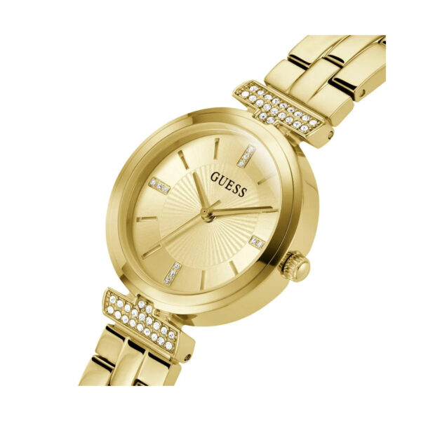 Authentic GUESS Women 28 mm SS IP Gold Quartz Elegant Wristwatch  - GUESS WATCHES - Image 3