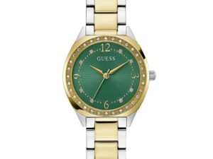 Authentic GUESS Women 32 mm SS IP Gold Quartz Designer Wristwatch  – GUESS