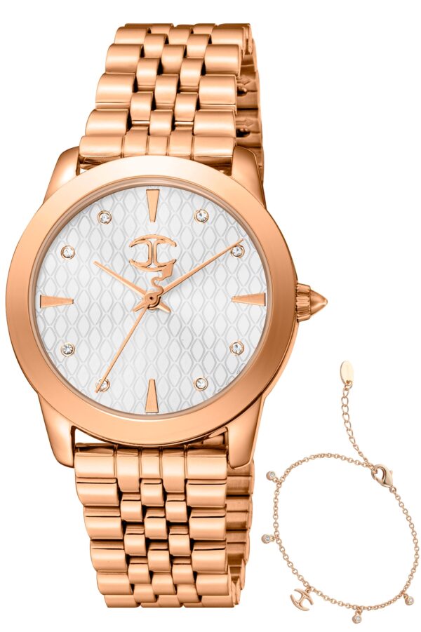 Authentic JUST CAVALLI TIME Women 34 mm SS IP Rose Gold Quartz Elegant Wristwatch  - JUST CAVALLI