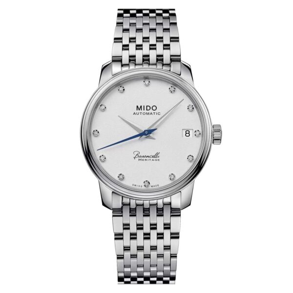 Authentic MIDO Women 33 mm Stainless Steel Luxurious Wristwatch  - Diamond Indexes Dial - Sapphire Glass - MIDO