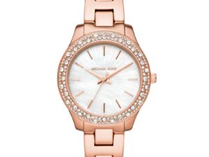 Authentic MICHAEL KORS Women 36 mm SS IP Rose Gold Quartz Top-Quality Wristwatch  – Mother of Pearl Dial – MICHAEL KORS