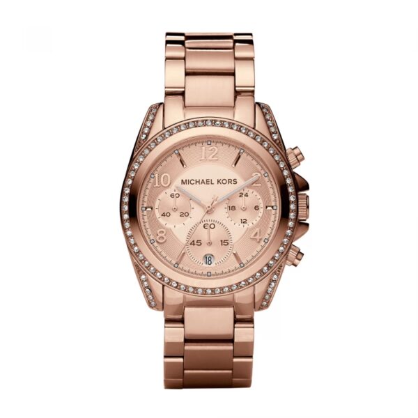 Authentic MICHAEL KORS Women 38 mm SS IP Rose Gold Quartz Top-Quality Wristwatch  - MICHAEL KORS