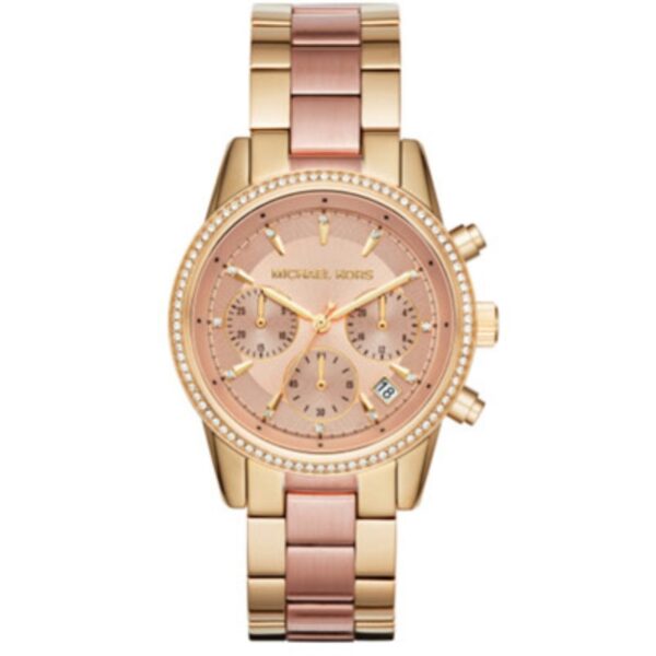 Authentic MICHAEL KORS Women 37 mm SS IP Rose Gold Quartz Top-Quality Wristwatch  - MICHAEL KORS