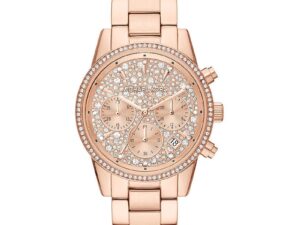 Authentic MICHAEL KORS Women 37 mm SS IP Rose Gold Quartz Top-Quality Wristwatch  – MICHAEL KORS