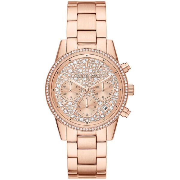 Authentic MICHAEL KORS Women 37 mm SS IP Rose Gold Quartz Top-Quality Wristwatch  - MICHAEL KORS