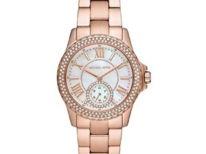 Authentic MICHAEL KORS Women 33 mm SS IP Rose Gold Quartz Top-Quality Wristwatch  – Mother of Pearl Dial – MICHAEL KORS