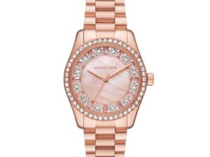 Authentic MICHAEL KORS Women 38 mm SS IP Rose Gold Quartz Top-Quality Wristwatch  – Mother of Pearl Dial – MICHAEL KORS