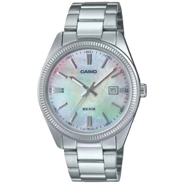 Authentic CASIO COLLECTION & VINTAGE Men 38.5 mm Stainless Steel Quartz Designer Wristwatch  - Mother of Pearl Dial - CASIO COLLECTION