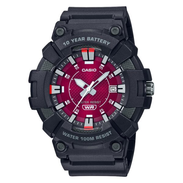 Authentic CASIO COLLECTION & VINTAGE Men 49 mm Resin Quartz Designer Wristwatch  - CASIO SPORT COLLECTION WR 100m - BURGUNDY