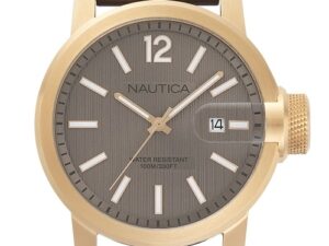 Authentic NAUTICA Men 44 mm SS IP Gold Quartz Analog Elegant Wristwatch  – NAUTICA