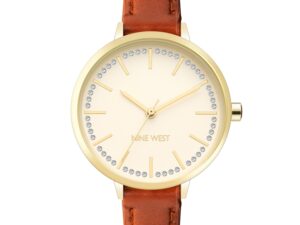 Authentic NINE WEST Women SS IP Gold Quartz Designer Watch  – NINE WEST