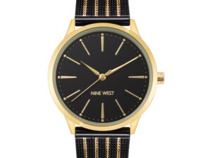 Authentic NINE WEST Women SS IP Gold Quartz Designer Watch  – NINE WEST