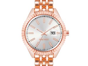 Authentic NINE WEST Women SS IP Rose Gold Quartz Designer Watch  – NINE WEST