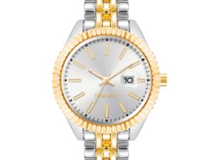 Authentic NINE WEST Women SS IP Gold Quartz Designer Watch  – NINE WEST