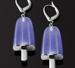 Authentic AMBROSINI  Elegant Earrings  – AMBROSINI JEWELS –  ORECCHINI ARGENTO 925°  ghiacciolo finitura bianca pietra viola medi(21×14 mm)