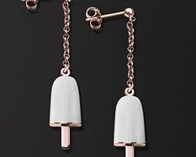 Authentic AMBROSINI  Designer Earrings  – AMBROSINI JEWELS –  ORECCHINI ARGENTO 925°  ghiacciolo finitura rosé pietra bianca piccoli (14x8mm)