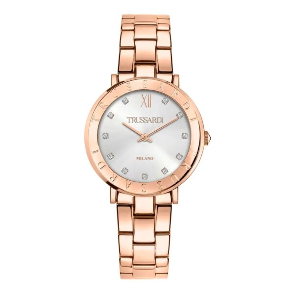 Authentic TRUSSARDI Women 30 mm SS IP Rose Gold Quartz Top-Quality Wristwatch  - TRUSSARDI