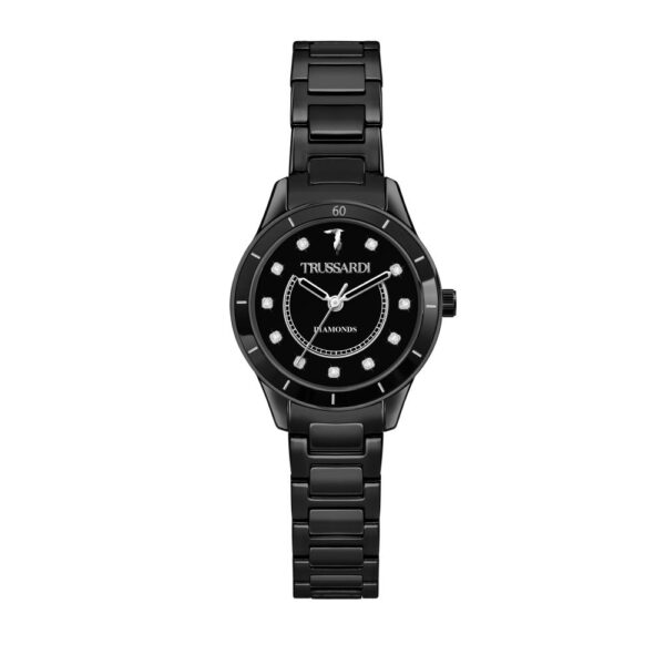 Authentic TRUSSARDI Women 30 mm SS Black PVD Quartz Top-Quality Wristwatch  - TRUSSARDI