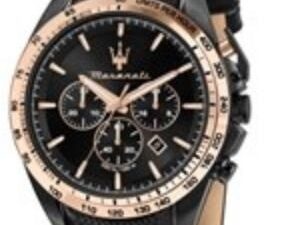 Authentic MASERATI Men 45 mm SS IP Black Quartz Top-Quality Wristwatch  – MASERATI