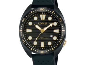 Authentic LORUS Men 42 mm SS IP Black Quartz Designer Wristwatch  – LORUS