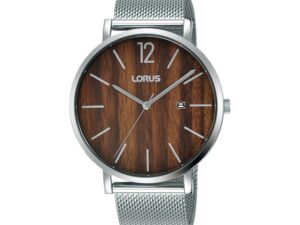 Authentic LORUS Men 42 mm Stainless Steel Quartz Designer Wristwatch  – Legno Dial – LORUS