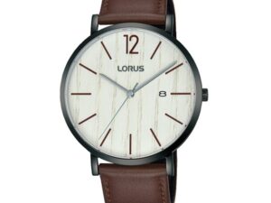 Authentic LORUS Men 42 mm SS IP Black Quartz Designer Wristwatch  – Legno Dial – LORUS