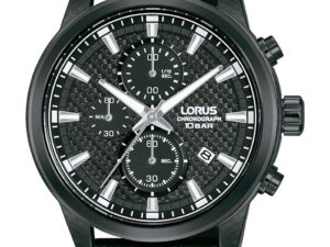 Authentic LORUS Men 45 mm SS IP Black Quartz Designer Wristwatch  – LORUS