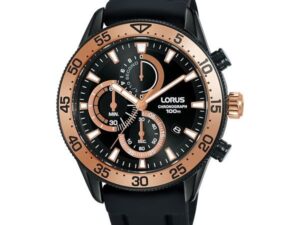 Authentic LORUS Men 45 mm SS IP Black Quartz Designer Wristwatch  – LORUS