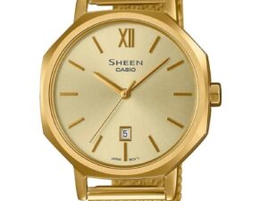 Authentic CASIO COLLECTION & VINTAGE Women 30 mm SS IP Gold Quartz Designer Wristwatch  – CASIO SHEEN